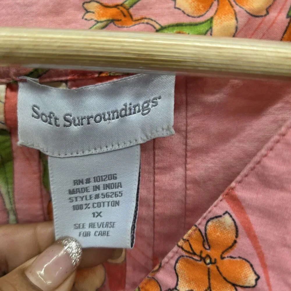 Soft Surroundings Floral Garden Blouse Women's Size 1X Pink - Picture 6 of 10